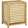 HOMCOM Cesto Portabiancheria a Doghe in Bambù e Tessuto con Coperchio e Sacca Rimovibile, 50x36x60 cm|Aosom