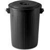 STEFANPLAST Bidone portarifiuti senza coperchio plastica nero 70 litri Ø cm 46x61h