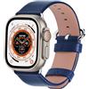 Fullmosa Cinturino per Apple Watch 45mm/44mm/49mm/42mm, Cinturini in Pelle di Ricambio Compatibile con Apple Watch Serie 7 6 5 4 3 2 1, Apple Watch SE 2/SE Ultra, Blu Scuro