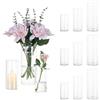 Glasseam Cilindro Vaso Per Fiori In Vetro Trasparente, 4 Set Glasseam Modern Basic Vasi Per La Decorazione Della Tavola Centrotavola Matrimoni Fiori Rose Pampa Per Soggiorno Ornamenti, 10/15/20 Cm Alto