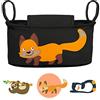 GLÜCKSWOLKE Borsa per Passeggino - 12 Motivi I Organizer per Carrozzina Neonato I Portaoggetti con Dispenser per Salviette I Universale Organizzatore Bambini I Motivo Volpe (colore nero)