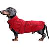 Morezi Giacca impermeabile bassotto, giacca invernale cane, fodera in lana, tuta esterna cane, con cintura regolabile, rosso-XS