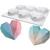 XiaoShenLu Stampi per torte in mousse in silicone 3D Bakeware Stampo per candele per sapone fai-da-te, 6 fori Cuore a forma di diamante