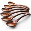 YFWOOD Cucchiaio Legno Set Di 6 Cucchiai Da Zuppa in Naturale Stile Giapponese, Utensile da Cucina per Caffè, Miele Manico Corto Bambini Riso Dessert Cucchiaio da Cucina per la Cena Set di stoviglie