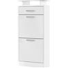 Vladon Scarpiera Loret V2, mobile per 8 paia di scarpe con 2 ante a ribalta e 1 cassetto e ripiano in vetro, bianco opaco/bianco opaco (46 x 104 x 23 cm)