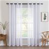 MIULEE Tende Trasparenti in Voile Con Occhielli Finestre per Camera da Letto e per Salotto Eleganti Soggiorno 2 Pannelli 140x290cm Bianco