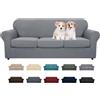 MAXIJIN Copridivano elasticizzato a 3 Posti con 3 Copricuscini, Copridivano antiscivolo a tre posti con Copricuscino Separato per animali domestici, cani (3 Posto, Grigio Chiaro)