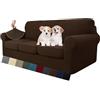 MAXIJIN Copridivano elasticizzato a 3 Posti con 3 Copricuscini, Copridivano antiscivolo a tre posti con Copricuscino Separato per animali domestici, cani (3 Posto, caffè Scuro)