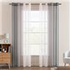 EMEMA Tende Voile Trasparenti Occhielli Sfumato per Soggiorno Camera da Letto Bagno Cucina Camera da Bambino Tenda Finestra Balcone Casa con 2 Pannelli 140 x 215 CM Grigio