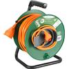 Electraline 49233 Prolunga Giardino con Avvolgicavo 50 mt Spina 16A e Presa Polivalente (Schuko + 10/16A) Adatta per Elettrodomestici da Giardinaggio, con Protezione, Verde/Arancione