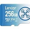 Lexar Fly Micro SD 256 GB, Scheda microSDXC UHS-I, Scheda Micro SD Fino a 160MB/s Lettura, A2, U3, V30, C10 Scheda TF, Compatibile con DJI Drone e Action Cam (LMSFLYX256G-BNNAA)