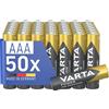 VARTA Batterie AAA, confezione da 50, pile Power on Demand, Alcaline, 1,5V, pacco di stoccaggio, per accessori computer, dispositivi Smart Home, Made in Germany [Esclusivo su Amazon]