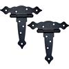 AERZETIX - C57905 - Set di 2 cerniere stile antico 160x135x2.5mm piatte a forma di ''T'' - per persiane porte mobili armadio - in acciaio - nero - ferro ornamentale vintage rustico