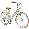 BIKESTAR Bici da Città Citybike in Alluminio 26 | 7 velocità Shimano Bici Retro Vintage Donna | Menta