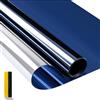 Zindoo Pellicola per Vetri Finestre Pellicola Specchio da Finestra Riflettente Monodirezionale 99% Anti-UV Controllo del Calore, Adatto per Ufficio Casa, Blu Inchiostro Argento 40 * 200cm
