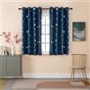 GIRASOLE HOME® Coppia Tende Oscuranti Morbide Fantasia Stelle Argentate Tenda Morbida per Interni con Occhielli 2 Pannelli (Blu, 140x145cm)
