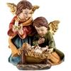 DRW Bambino Gesù con Angeli della Guardia in Resina Dipinto a Mano 11 cm