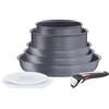 Tefal Ingenio Natural On - Set di 3 padelle 22/24/28 cm + 2 casseruole 16/20 cm + 2 coperchi + manico rimovibile, adatto a induzione, antiaderenti, senza PFOA, lavabile in lavastoviglie e forno