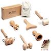 BICTIVE® Kit Maderoterapia Viso 6 Pezzi Con Borsa - Rullo Massaggio, Massaggiatore Antirughe, Guasta Set, Roller Visage, Legno, Face Roller, Skincare Set Completo
