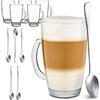 Cosumy 6 Tazze da Latte Macchiato con Cucchiaini Lunghi - 300ml - Mantengono il Calore - Lavabili in Lavastoviglie - Bicchieri da tè e da caffè