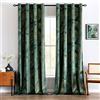 MIULEE Tende Velluto con Motivo a Foglia D'oro, Tende Verde per Soggiorno 2 Pezzi 140x225 cm, Decorazioni Tende per Casa Interni Finestra, Tenda in Velluto Camera da Letto con Anelli