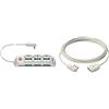 VIMAR Fp00533.C.B Presa Multipla Con Interruttore Luminoso E Limitatore Di Sovratensione, 3 Prese Universali, 6 Biprese & 0P32386.B Prolunga Lineare 3M Spina Piatta Salvaspazio