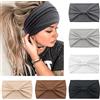 Kavya 6 Pezzi Fasce Per Capelli Donna, Larga Fascia Capelli Elastici Stampa Boho Alla Moda Stampa Floreale Accessori Capelli Per Lavoro Quotidiano Yoga (Grigio)