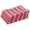 Encasa XO Asciugamani da cucina 28x18 in 70x45 cm (set di 4) Finitura antibatterica, cotone altamente assorbente per la pulizia e asciugatura rapida dei piatti - Roma Stripe rosse