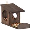 Relaxdays Mangiatoia per Scoiattoli, da Appendere, in Legno, HxLxP: 17,5 x 14 x 25 cm ca. Colore Marrone Scuro