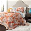 Lush Decor Quilt Set Copripiumino Harley da 5 Pezzi, per Letto King Size, Colore: Mandarino, Microfibra