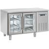 Tavolo Refrigerato Professionale 2 Porte in Vetro con Piano Profondità 70 cm, +3°/+10°C, in Acciaio Inox AISI 304 - Classe B