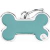 MyFamily Medaglietta per Cani Personalizzabile Osso Basic Handmade Azzurra, l