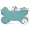 MyFamily Medaglietta per Cani Personalizzabile Osso Basic Handmade Azzurra, s
