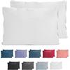 Komfortec Federe in 100% cotone 40 x 60 cm, set da 2, federa in jersey super morbido di alta qualità 150 g/m², fodera per cuscino, bianca