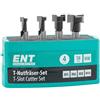 ENT 09045 Set da 4 pz. Frese scanalature a T M5, M6, M8, M10, codolo 8 mm, in metallo duro, per viti esagonali con filettatura metrica, frese legno