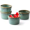 HENXFEN LEAD 4X Pirottini per Soufflé, Stampi per Soufflé, Ciotole in Ceramica per Creme Brulè, Set da Stampi a Prova di Forno per Crema Pasticcera, Budino, Dolci e Pasticceria, Coppette per Soufflé, Verde Lucido