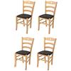 t m c s Tommychairs - Set 4 sedie modello Cuore per cucina bar e sala da pranzo, robusta struttura in Legno di faggio color naturale e seduta rivestita in pelle artificiale colore moka