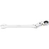 Vigor V6752-13 - Chiave combinata a cricchetto con doppio snodo, meccanismo a cricchetto dentato sul lato anello, colore: Argento