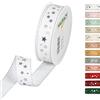 Halbach Seidenbänder 295-025-11-18 Nastro regalo natalizio, poliestere, bianco, 25 mm x 18 m