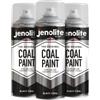 JENOLITE Vernice per carbone nero - 3 x 400 ml - Ringiovanire carboni artificiali, fuochi a gas, fuochi, stufe, canne fumarie, ecc. Finitura opaca (adatta per temperature fino a 600ºC / 1100ºF)