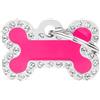 MyFamily Medaglietta per Cani Personalizzabile Glam Osso Fucsia Piccolo Strass