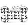 MyFamily Medaglietta per Cani Personalizzabile Osso Style Pied de Poule Nero, xl
