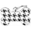 MyFamily Medaglietta per Cani Personalizzabile Osso Style Pied de Poule Nero, l