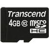 Transcend TS4GUSDC10 Scheda di Memoria MicroSDHC 4 GB senza Adattatore, Classe 10