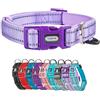 YUDOTE Collare per cani grande e resistente tessuto in nylon riflettente con fodera imbottita in neoprene morbido e confortevole per cani di grande taglia Uso quotidiano,Lilla