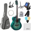 Soldin Chitarra acustica da 40 pollici in abete massello Top Cutway Bundle kit con custodia,supporto per chitarra,accordatore,cinturino,capo,corde,panno per la pulizia e plettri (blu nile)