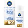 Nivea Sun Crema Viso Solare Triple Protection Fp50+ 40ml Crema Solare Viso in Fluido Ultra Leggero