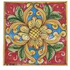 Sicilia Bedda - PIASTRELLA IN CERAMICA SICILIANA - Realizzata e Dipinta a Mano - 15 x 15 x 0.8 CM (Fiore su Maioliche Rossa)