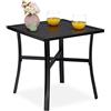 Relaxdays Tavolino da Giardino Quadrato, per Giardino e Balcone, Arredamento da Esterno, Acciaio, LxP: 46x46 cm, Nero