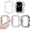 Kamita [4Pezzi] Kamita Diamante Cover per Apple Watch Serie SE/6/5/4 40mm, Custodia Protettiva Antiurto [No Screen Protector], Glitter Bumper Case per iWatch6 iWatch5 (Trasparente+Argento+Nero+Oro rosa)